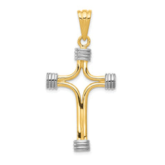 14k w/Rhodium Fancy Cross Pendant