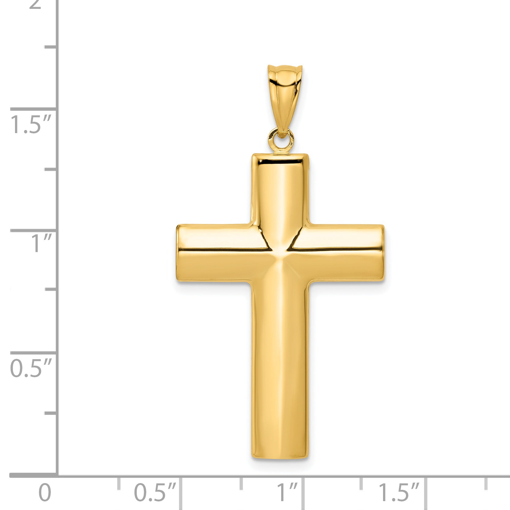 14K Gold Hollow Cross Pendant with Polished Finish by Sophia Jewelers