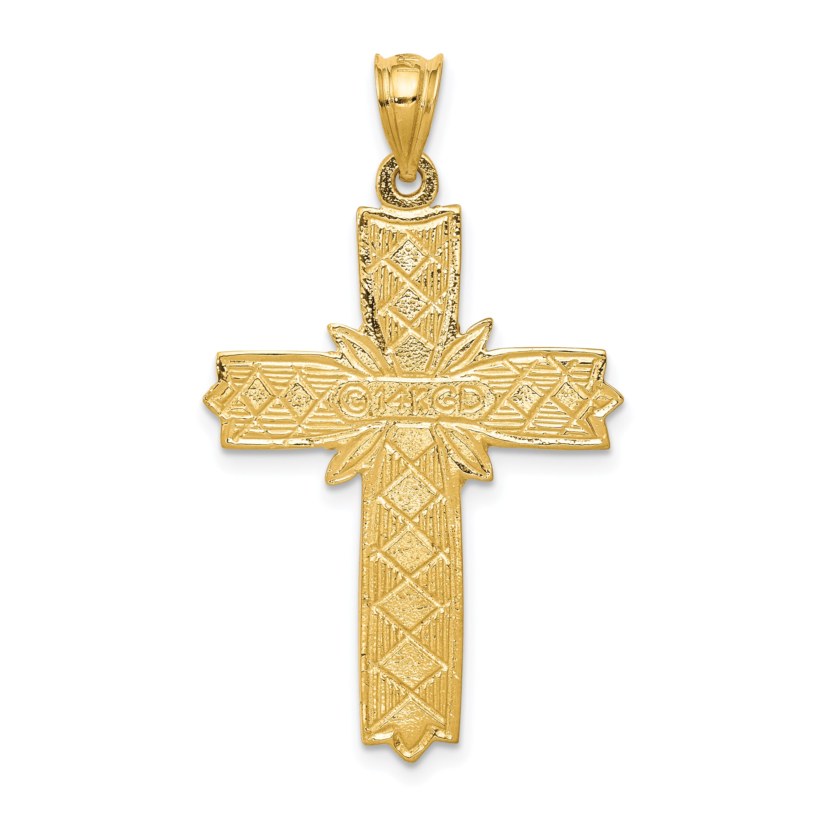 14K Gold Enameled Latin Cross Pendant with Solid Cast Design