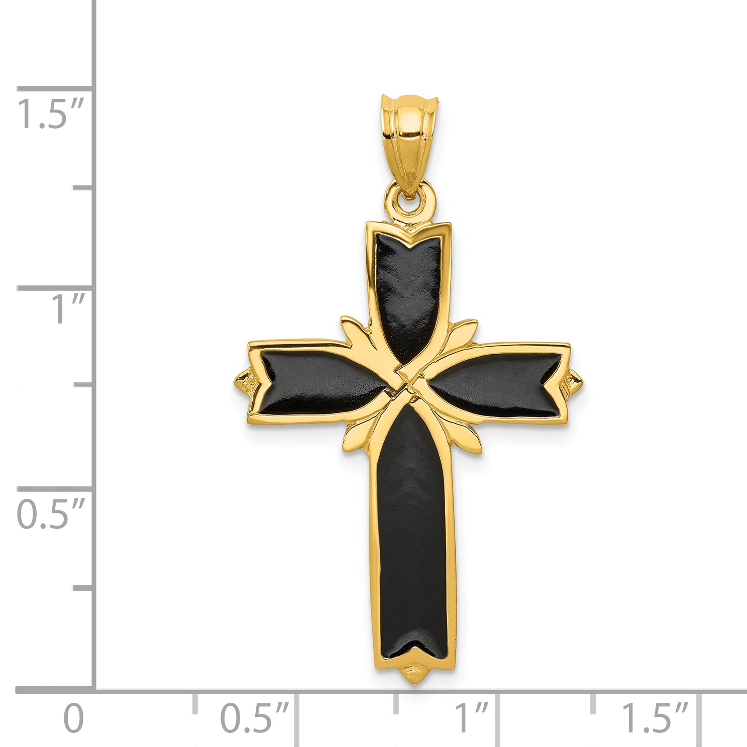 14K Gold Enameled Latin Cross Pendant with Solid Cast Design