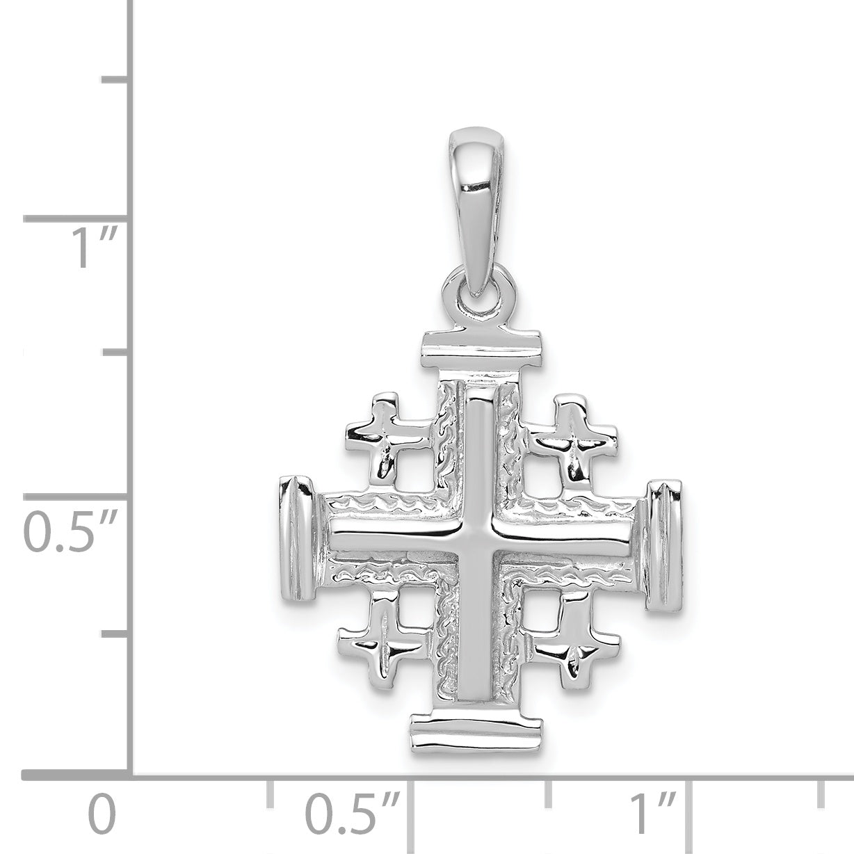 14k White Gold Jerusalem Cross Pendant