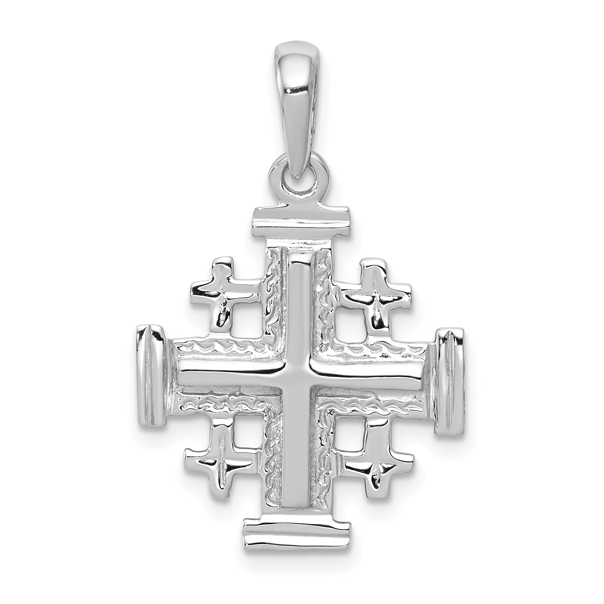 14k White Gold Jerusalem Cross Pendant