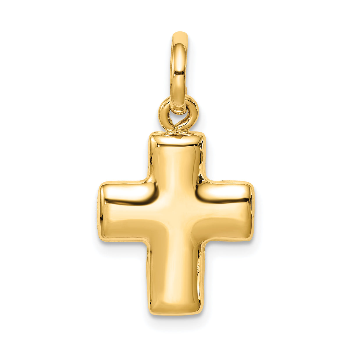 14k Puffed Cross Charm