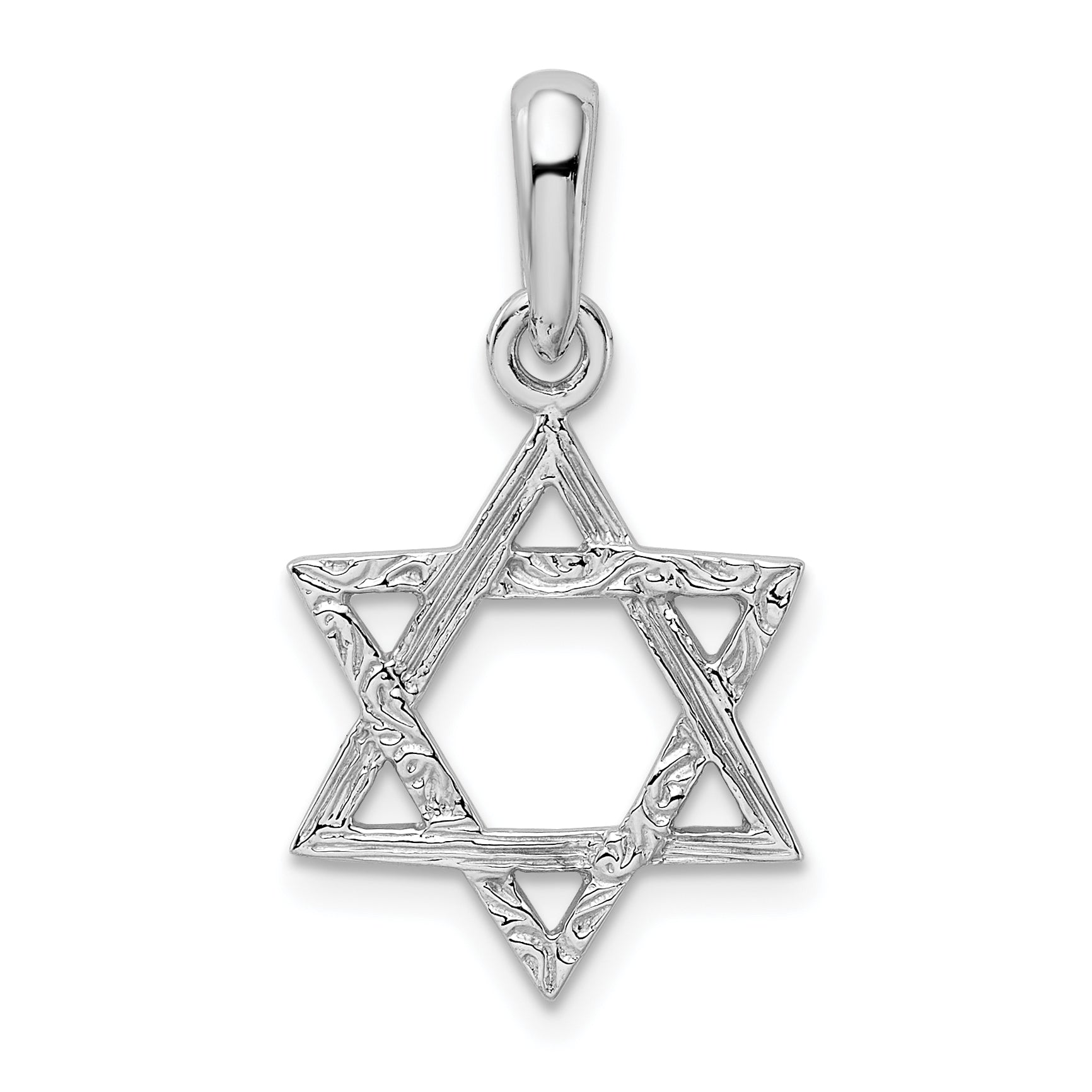 14k White Gold Star Of David Pendant