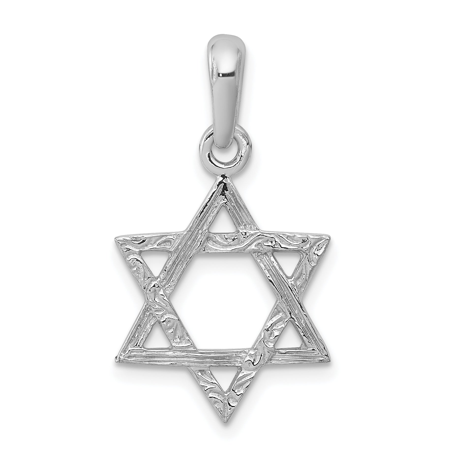 14k White Gold Star Of David Pendant