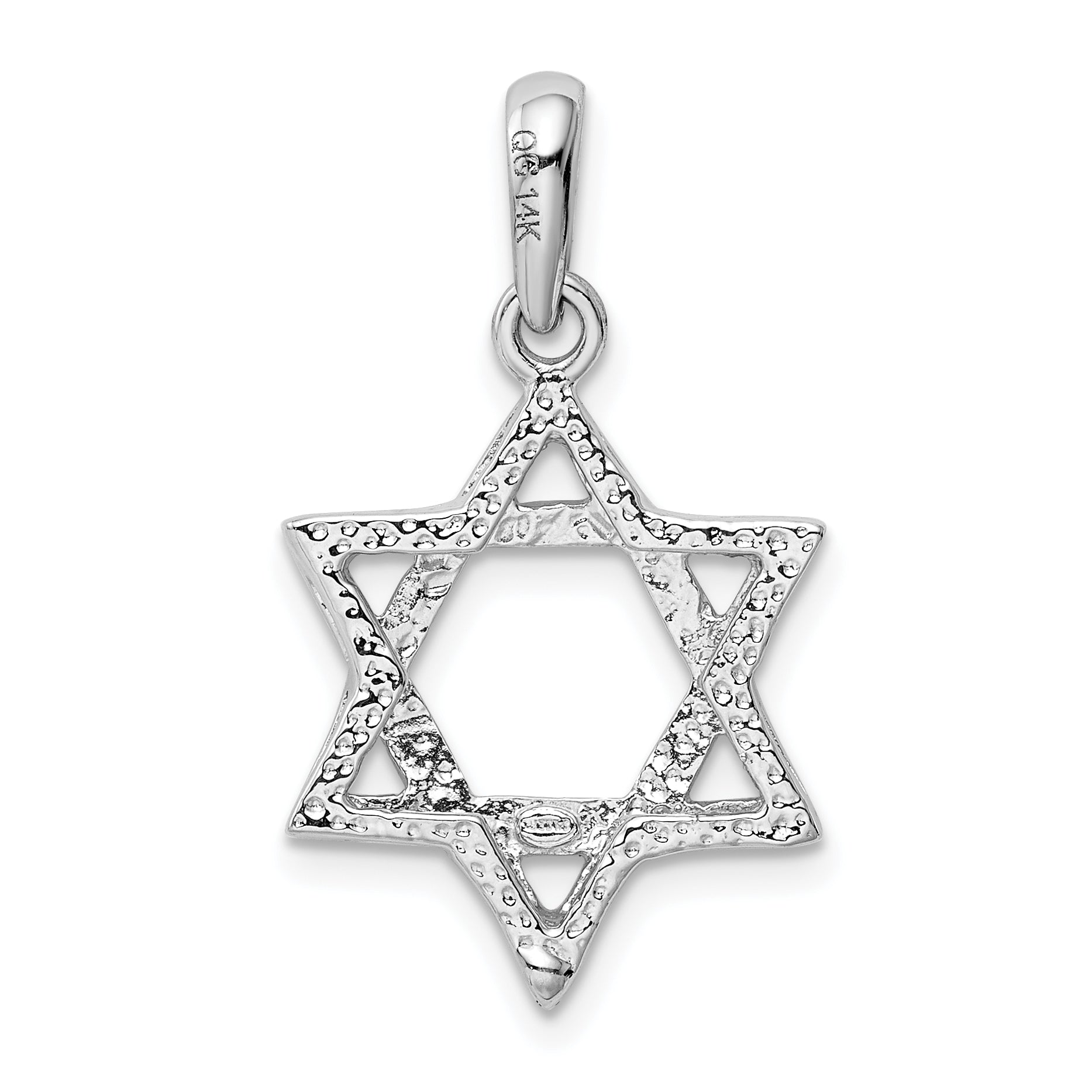 14k White Gold Star Of David Pendant