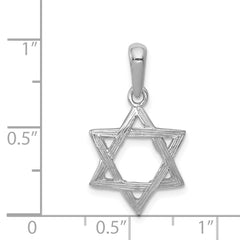 14k White Gold Star Of David Pendant