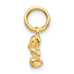 14K Gold Polished Teddy Bear Charm Petite Concave Design