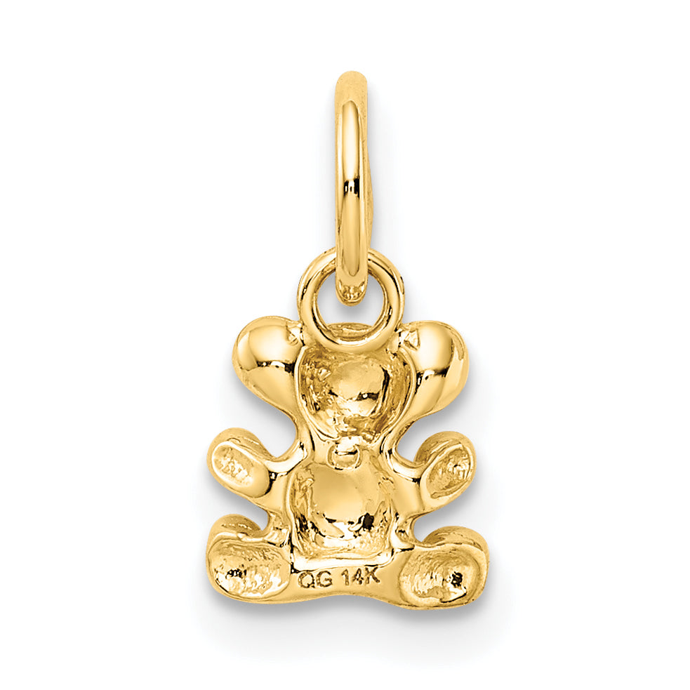 14K Gold Polished Teddy Bear Charm Petite Concave Design