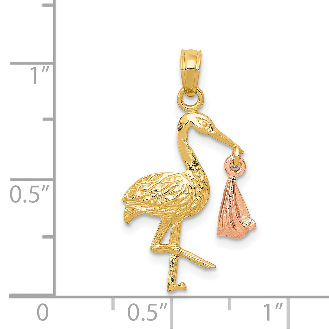 14k Two-tone Stork Pendant