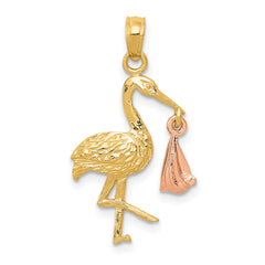 14k Two-tone Stork Pendant