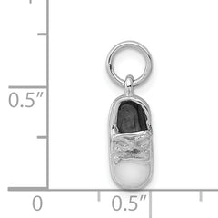 14K White Gold 3D Baby Shoe Charm with Rhodium Plating Elegant Keepsake