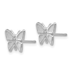 14K White Gold Polished Butterfly Earrings with Rhodium Finish