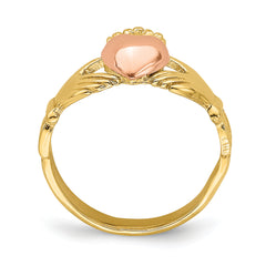 14k Two-tone Baby Claddagh Ring