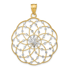 14k Rhodium Diamond Cut Sphere Pendant