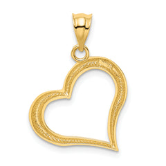 14K Gold Polished Dangling Heart Pendant Elegant Casted Design by Sophia Jewelers