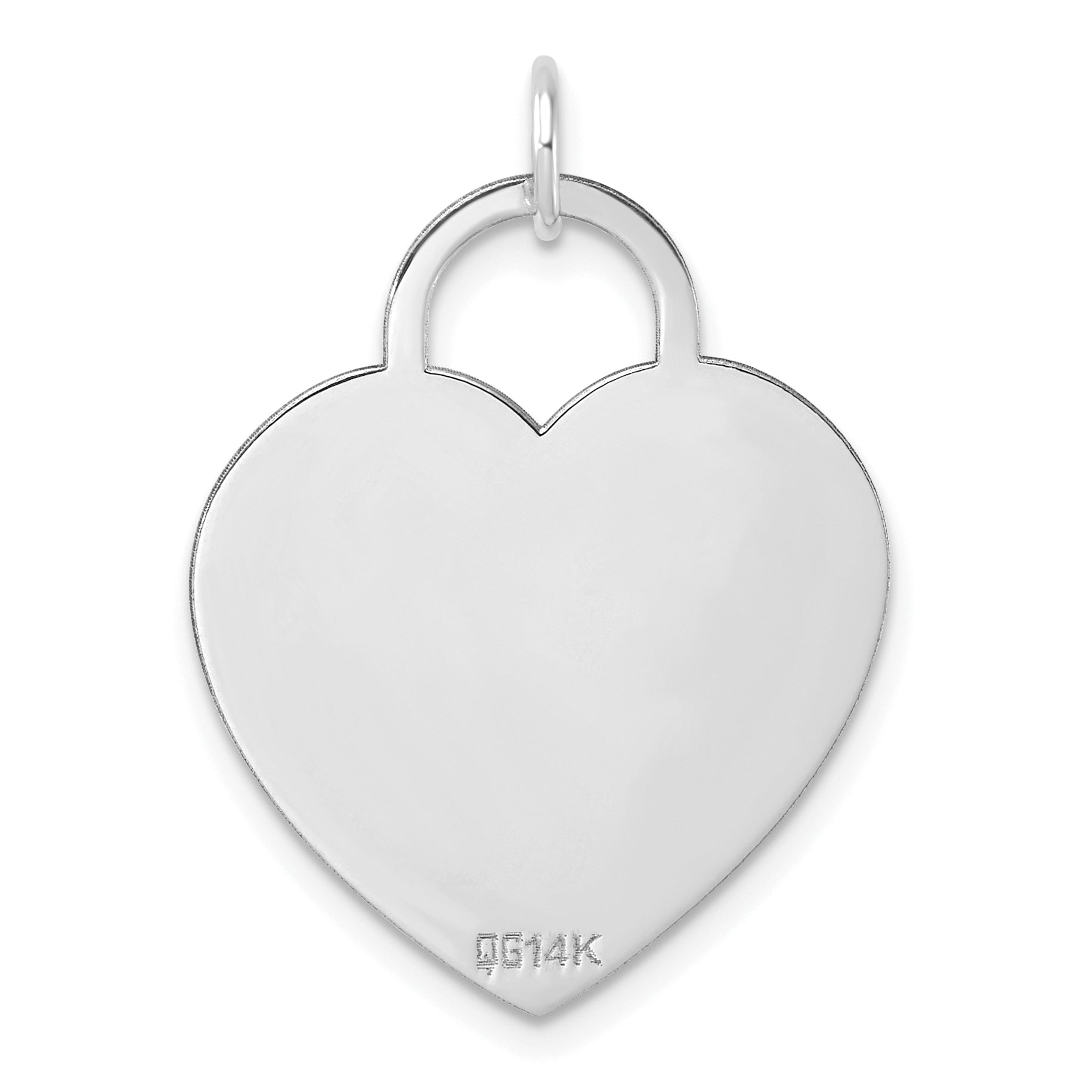 14k White Gold Heart Disc Charm