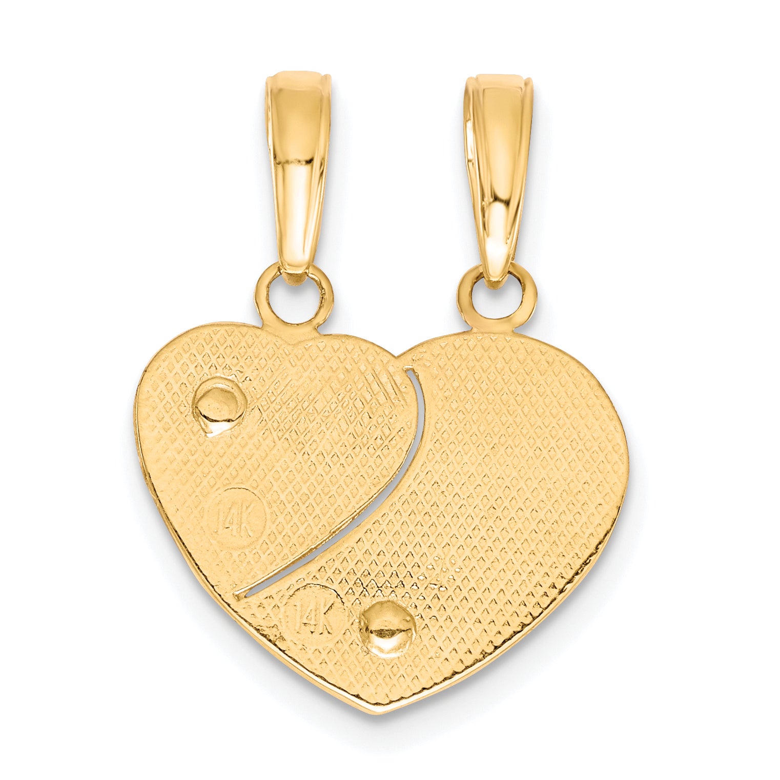 14k Two-tone MOMMY-ME Break-apart Heart Pendant