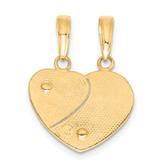 14K Two-Tone Gold Break-Apart Heart Pendant for Mother and Child