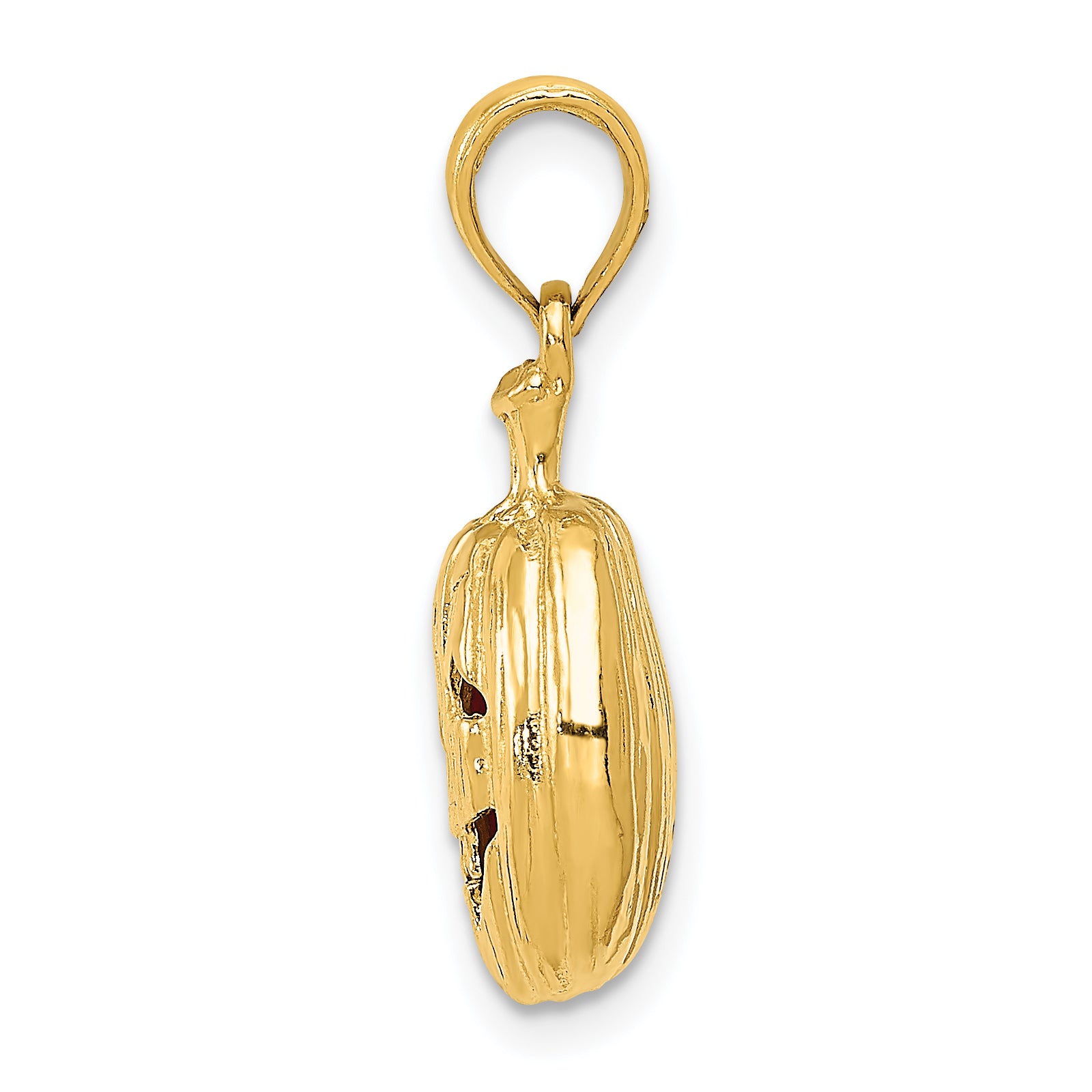 14K Gold Enamel 3D Pumpkin Pendant with Cut-Out Design