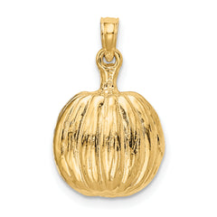 14k Enameled Inside 3-D Cut-Out Pumpkin Pendant