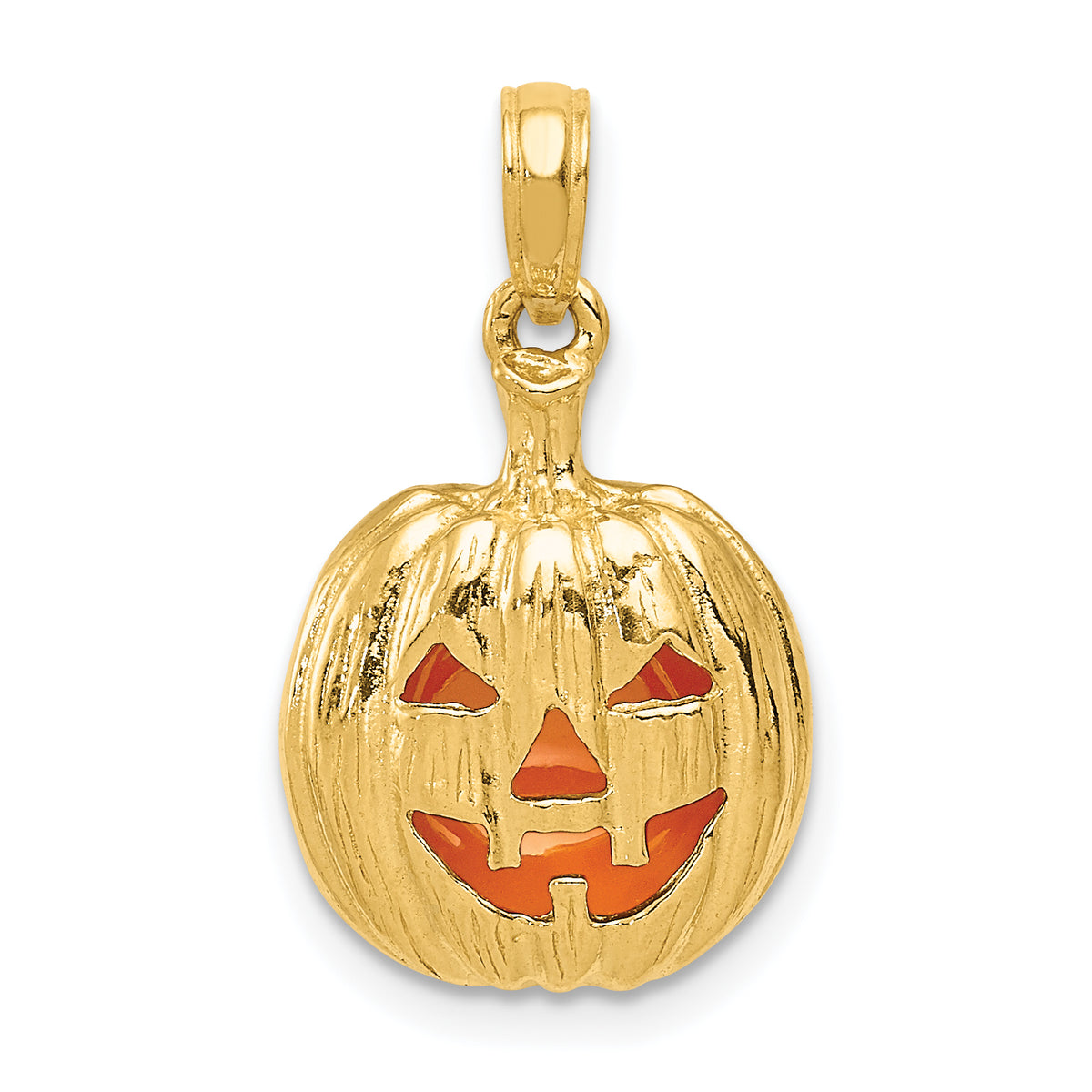 14k Enameled Inside 3-D Cut-Out Pumpkin Pendant