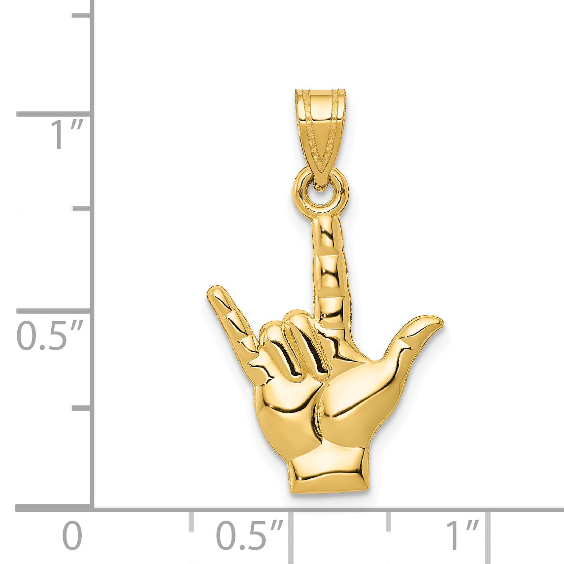 14K Gold Polished Sign Language I Love You Charm Textured Design