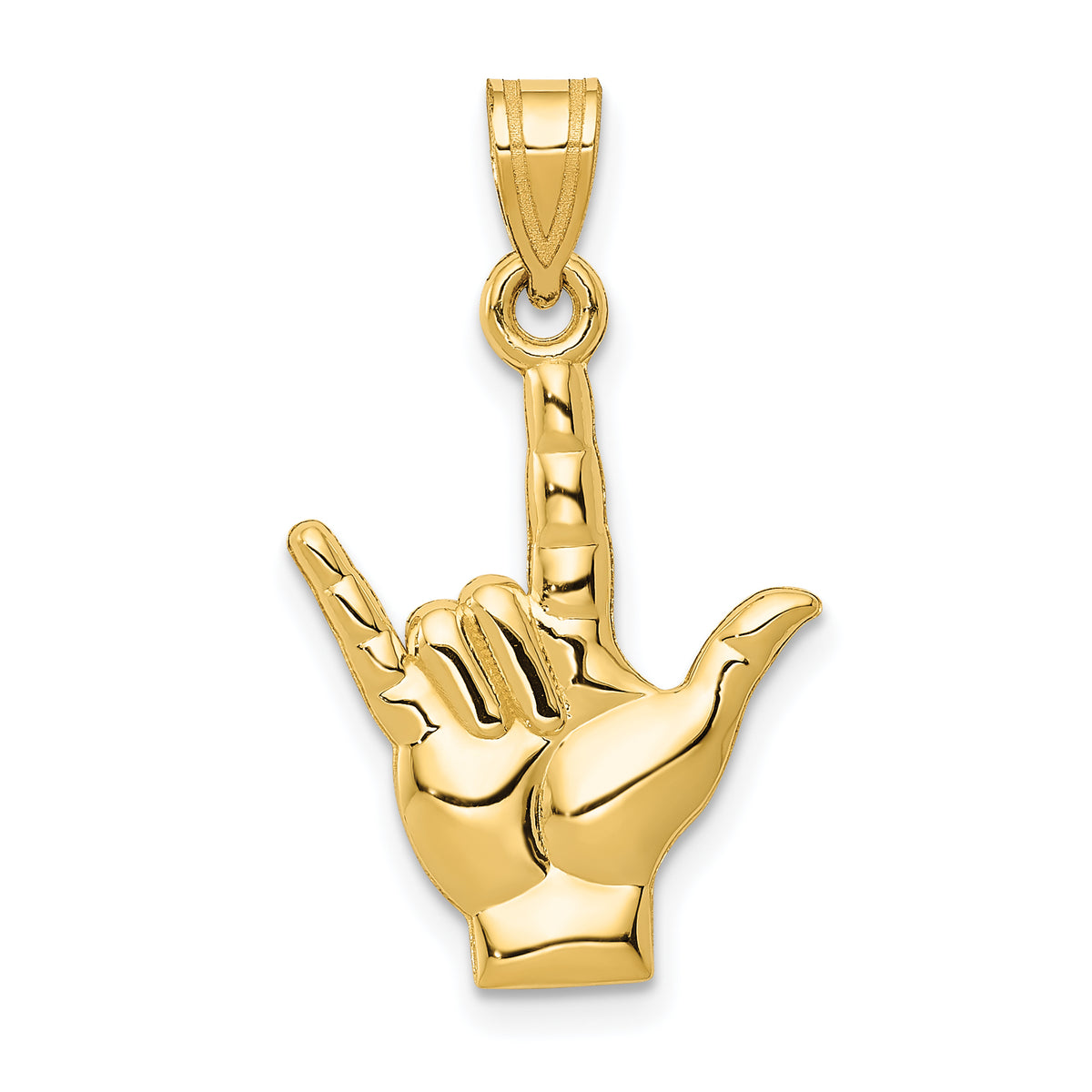 14k Polished I Love You Hand/Sign Language Charm