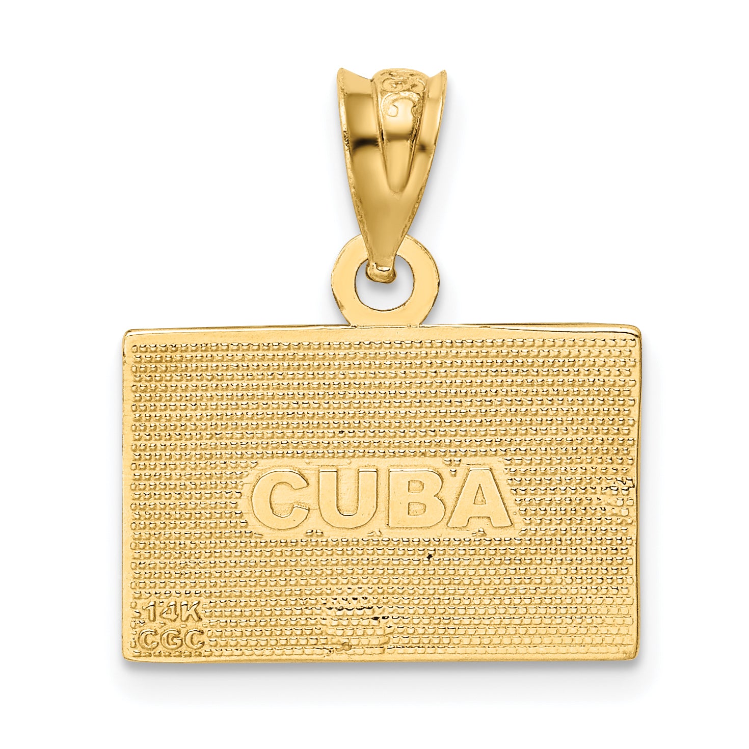 14K Gold Enameled Cuba Flag Pendant  Solid, Vibrant, Themed Charm