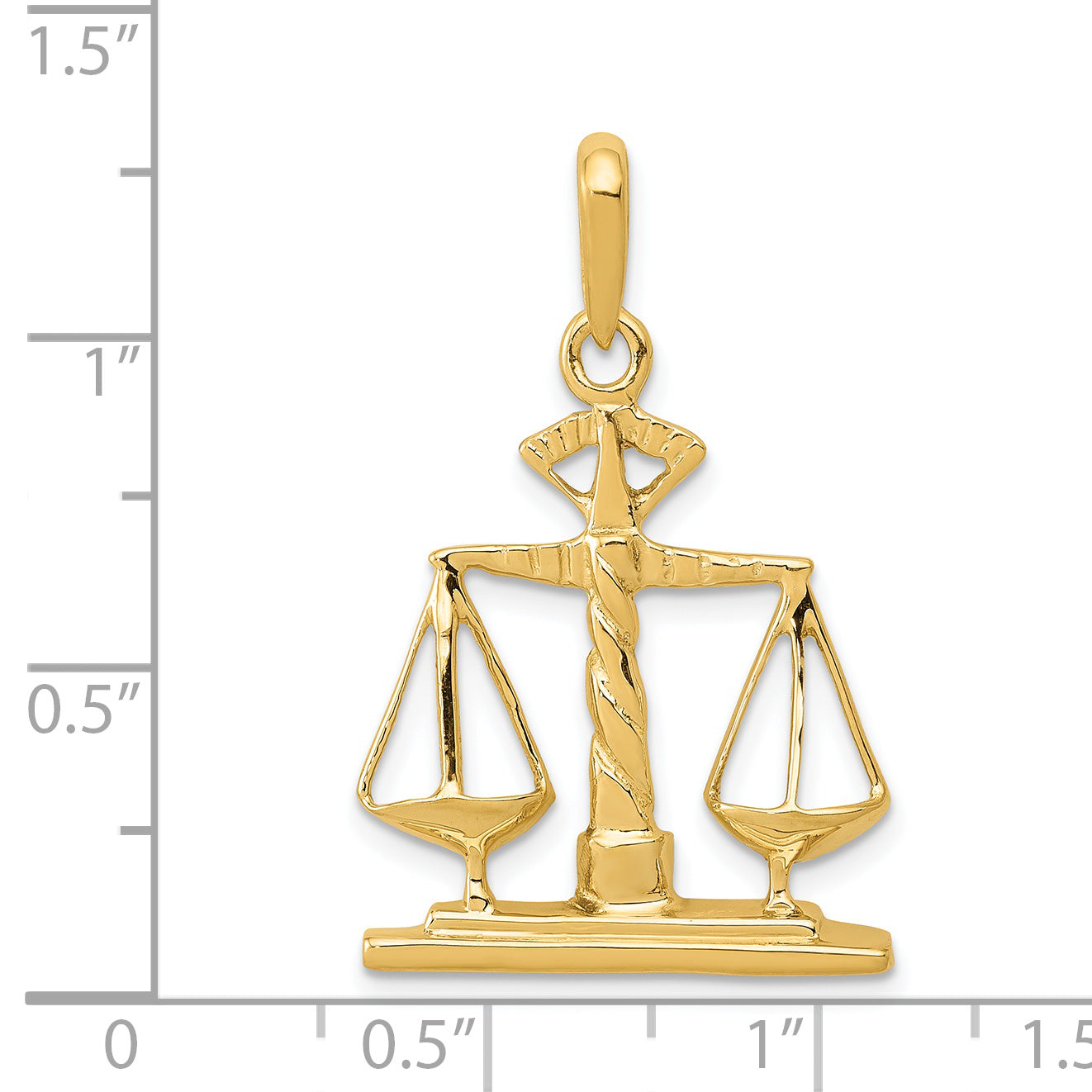 14K Gold Scales of Justice Pendant with Polished Finish