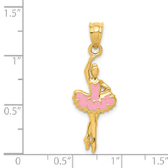 14k Pink Enameled Ballerina Pendant