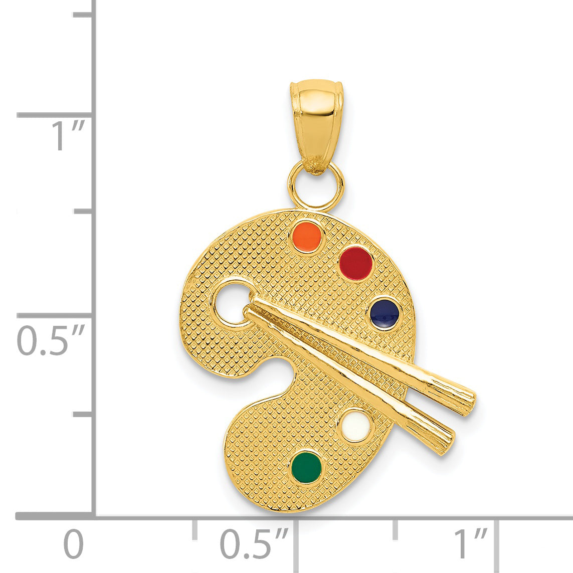 14K Gold Enameled Artist Palette Pendant with Multi-Color Accents