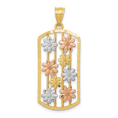 14k Two-tone w/White Rhodium Framed Daisy Pendant