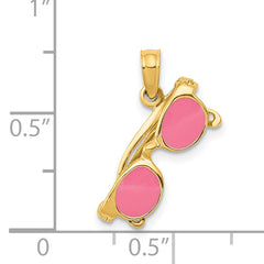 14K Gold Pink Enameled 3D Moveable Sunglasses Pendant  Bold and Fun