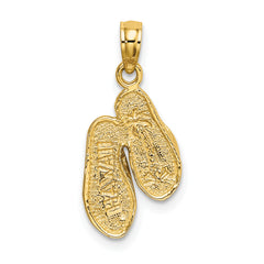 14k w/Rhodium 3D HAWAII Double Flip-Flop Pendant