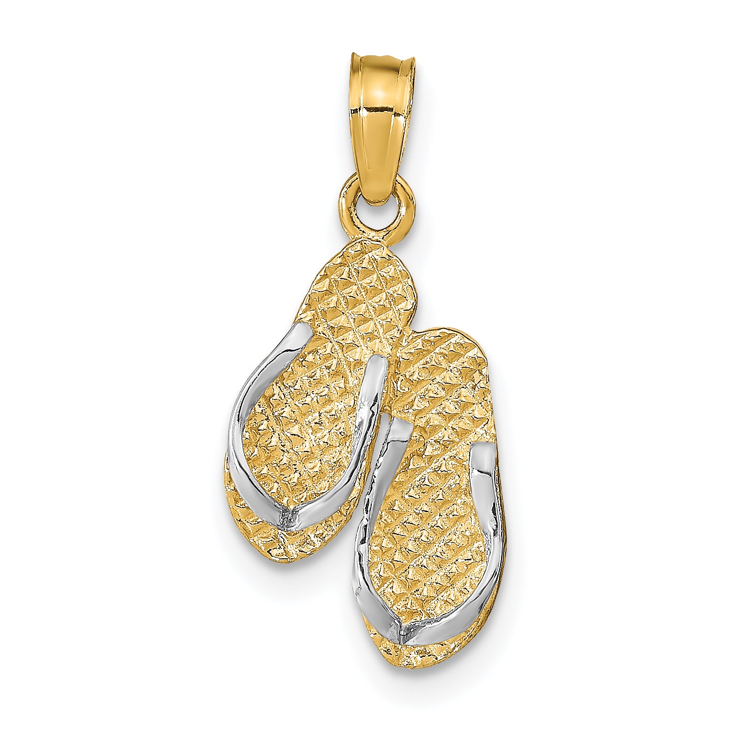 14k w/Rhodium 3D HAWAII Double Flip-Flop Pendant