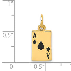 14K Gold Ace of Spades Enameled Charm for Men  Polished