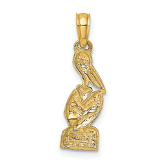 14K and Rhodium Pelican Standing Charm