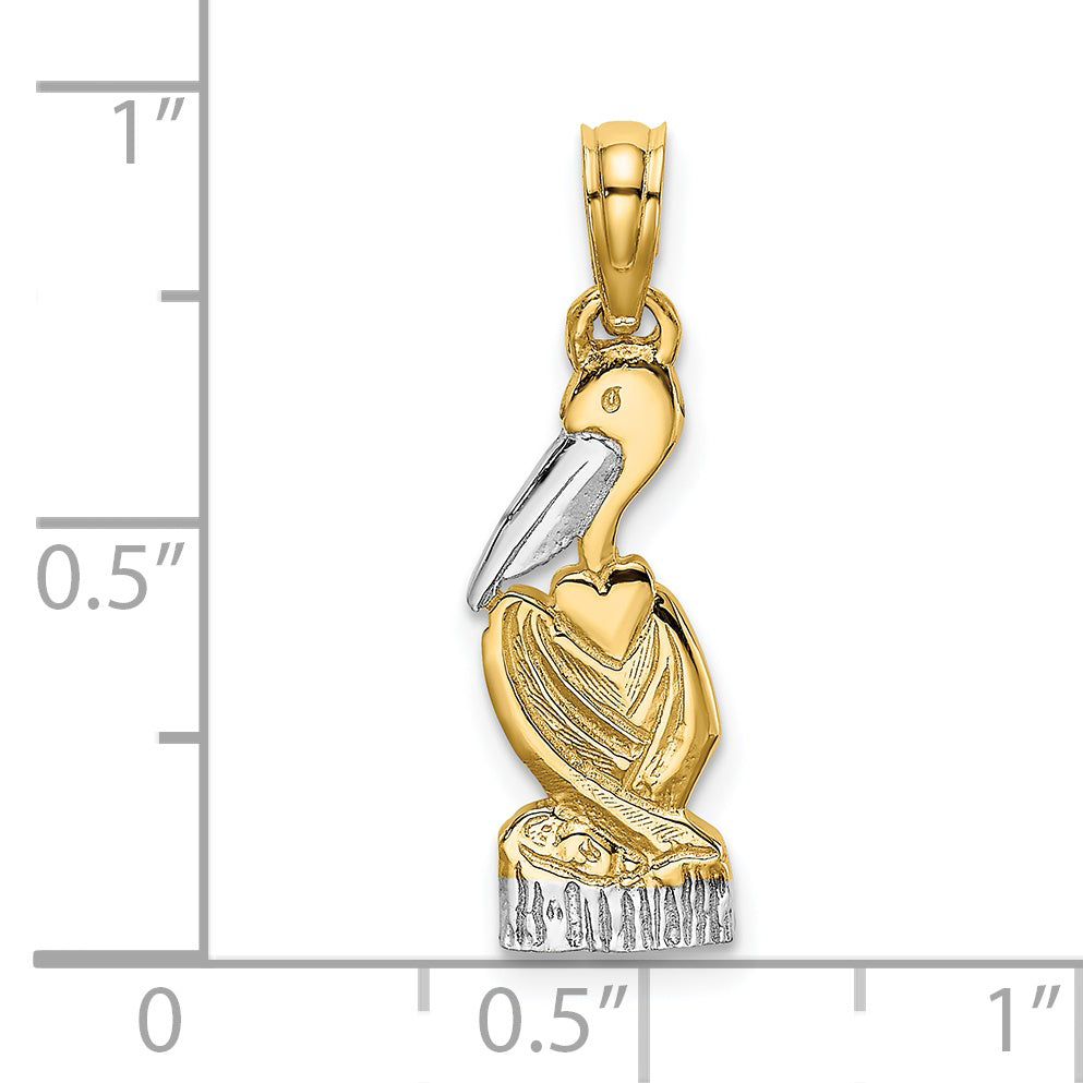 14K and Rhodium Pelican Standing Charm