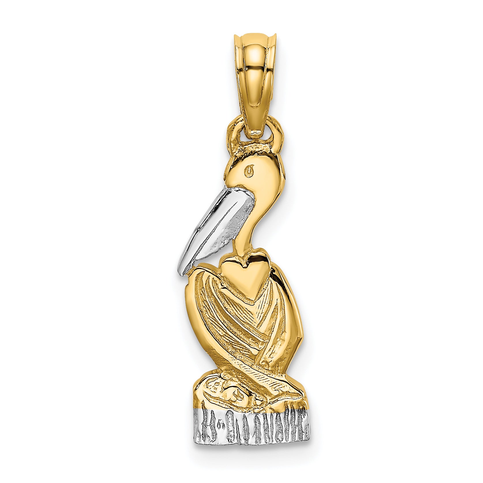 14K and Rhodium Pelican Standing Charm