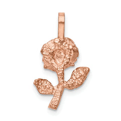 14K Rose Gold Rose Charm with Polished Diamond-Cut Finish