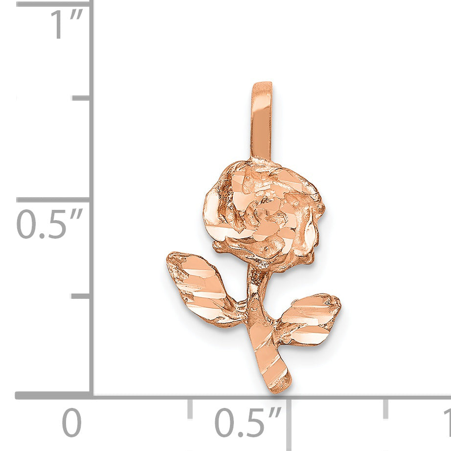 14K Rose Gold Rose Charm with Polished Diamond-Cut Finish