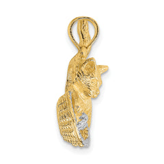 14k Rhodium Cat Playing with Yarn in Basket Charm