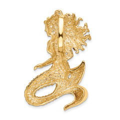 14k Polished & Satin Diamond-cut Mermaid Slide