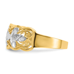 14k Rhodium Diamond-cut Wave Ring