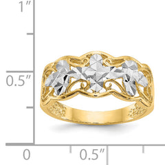 14k Rhodium Diamond-cut Wave Ring