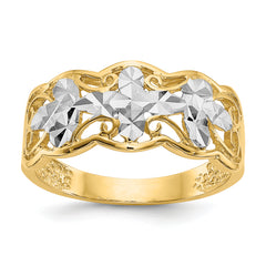 14k Rhodium Diamond-cut Wave Ring