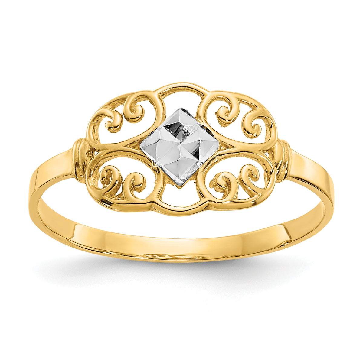 14K WithRhodium Filigree Ring