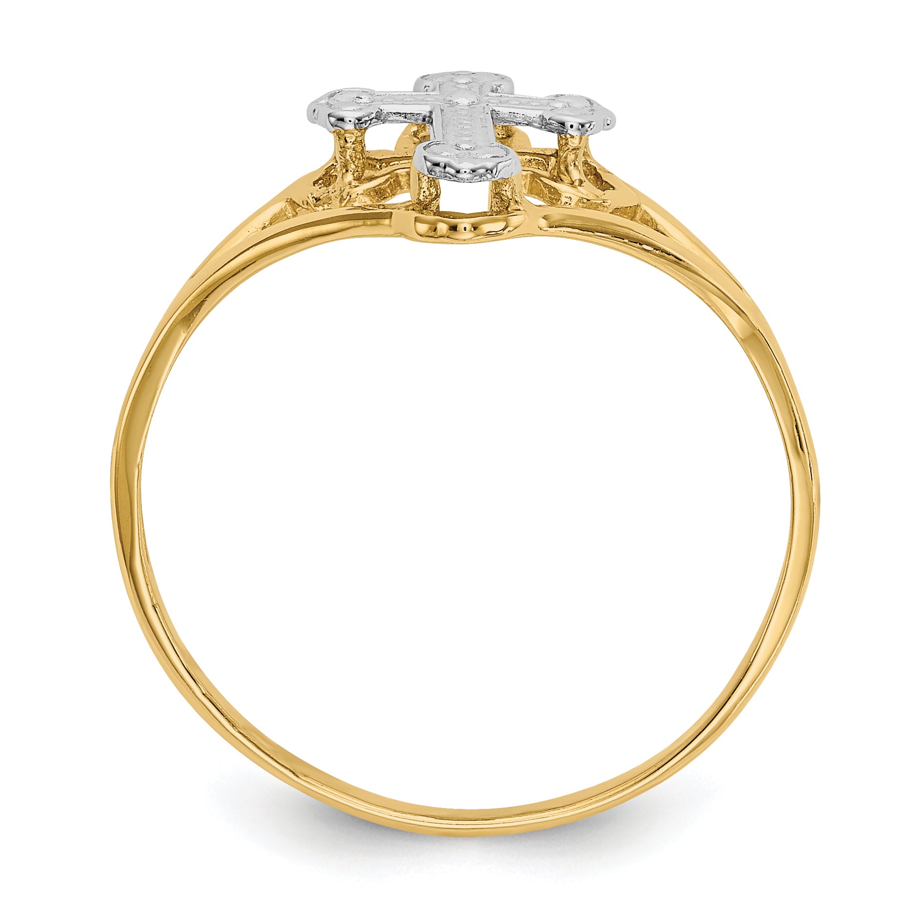 14k WithRhodium Cross Ring