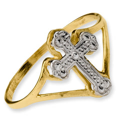 14k WithRhodium Cross Ring